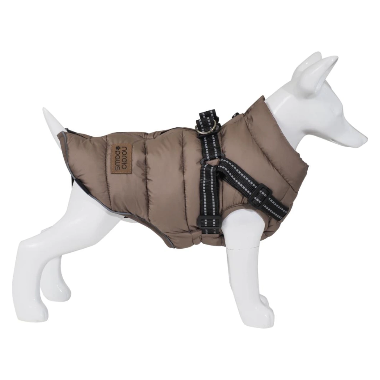 Nordic Paws Vea hundejakke med sele taupe 30 cm